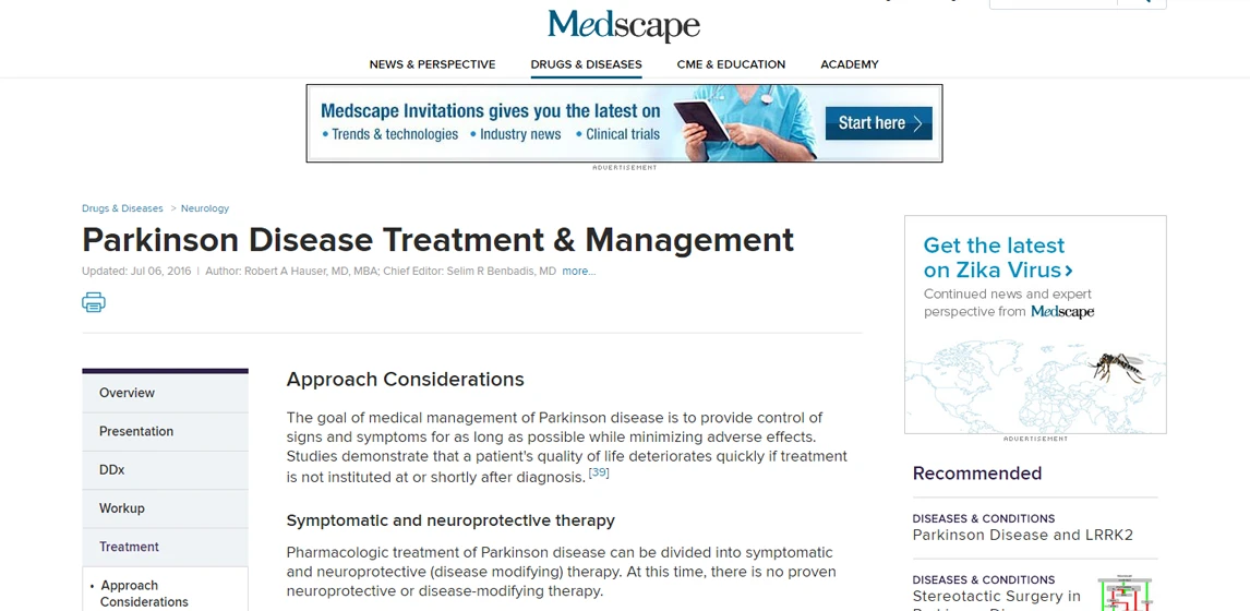 Medscape - Parkinson Disease Treatment & Management